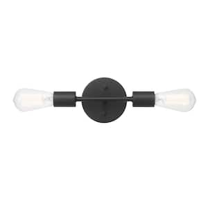 Stockport 2-Light Matte Black Wall Sconce Bulb Included