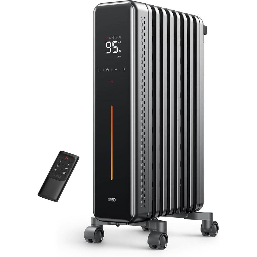 1500W Portable Space Oil Filled with Remote Control, 4 Modes & 24h Timer - 