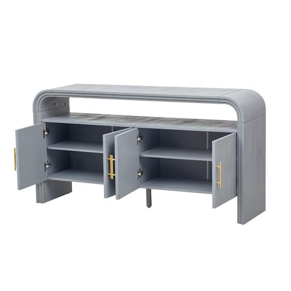 COWLOWN 59.8 in. W x 15.7 in. D x 31.5 in. H Bathroom Gray Linen Cabinet