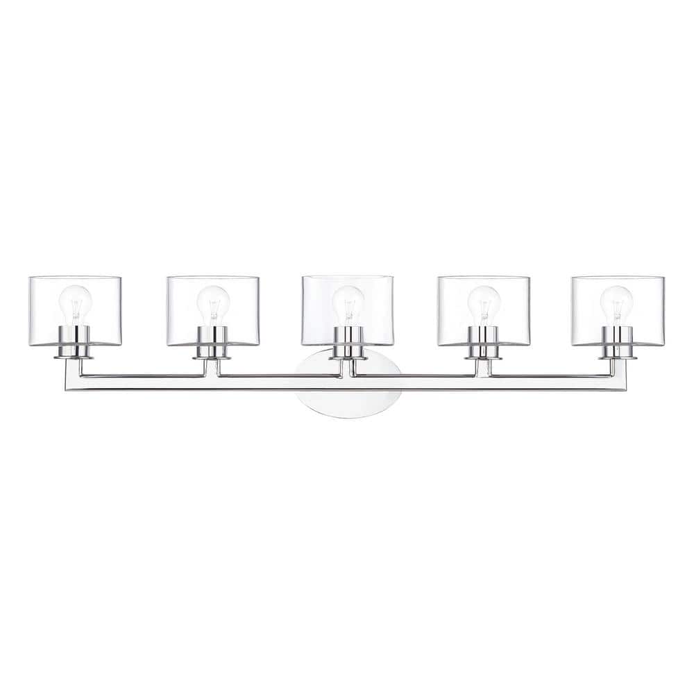 Bernardino 44 in. 5-Light Polished Chrome Vanity Light with Mouth Blown Clear Glass price history on PriceWatchPro