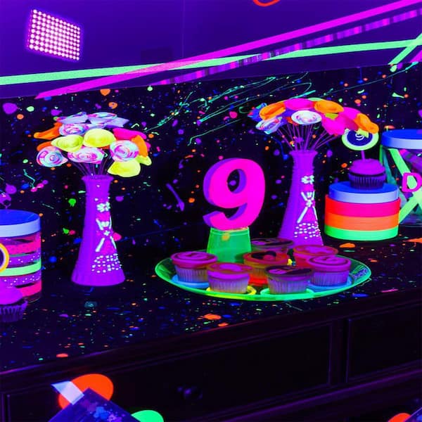 9. 84in. 100W Black Finish Plug-In Integrated LED Landscape Flood Light for Glow Party, Stage and Body Paint, 4Pack