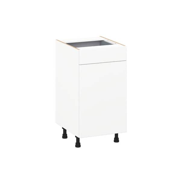 Timberline 18 in. W x 21 in. D x 34.5 in. H Assembled Slab Bath Base Kitchen Cabinet in Bright White with 1-Drawer