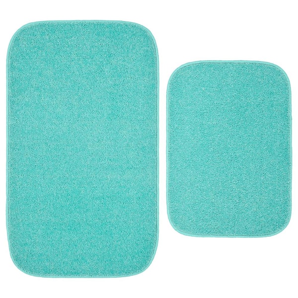 Garland Rug Gramercy Sea Foam Green Solid Plush Rectangle 2 Piece Bath Rug Set