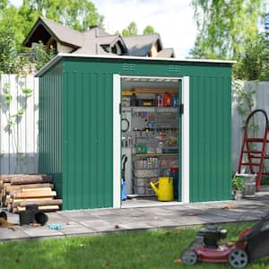 9.1 ft. W x 4.3 ft. D Outdoor Storage Shed, Metal Garden Tool Sheds with Sliding Door and Vents, Green(39.13 sq. ft.)