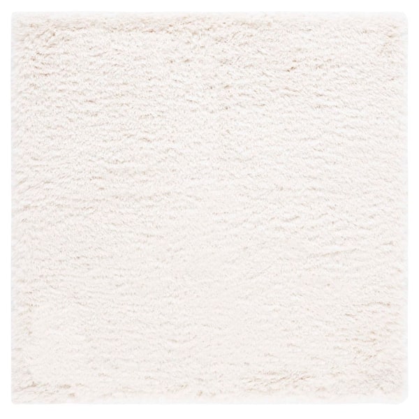 Flokati Shag 3 ft. x 3 ft. Square Ivory Solid Color Gradient Area Rug
