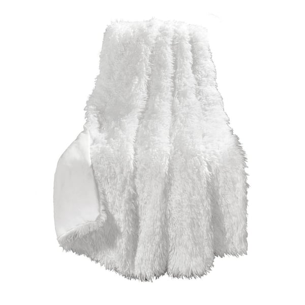 Lush Decor Emma Faux Fur White Throw 16T006474 - The Home Depot