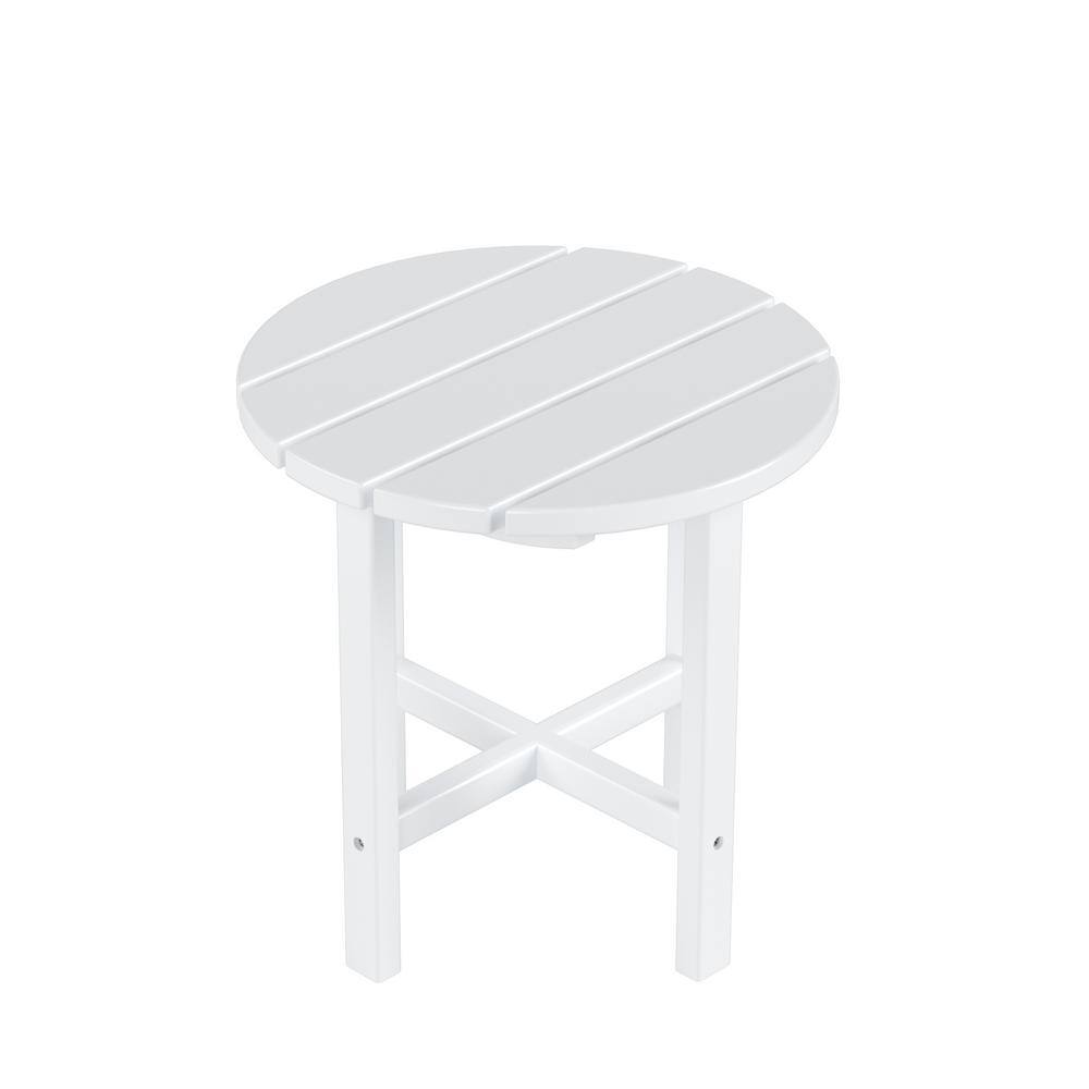 White 18" Round Polywood Outdoor Side Table