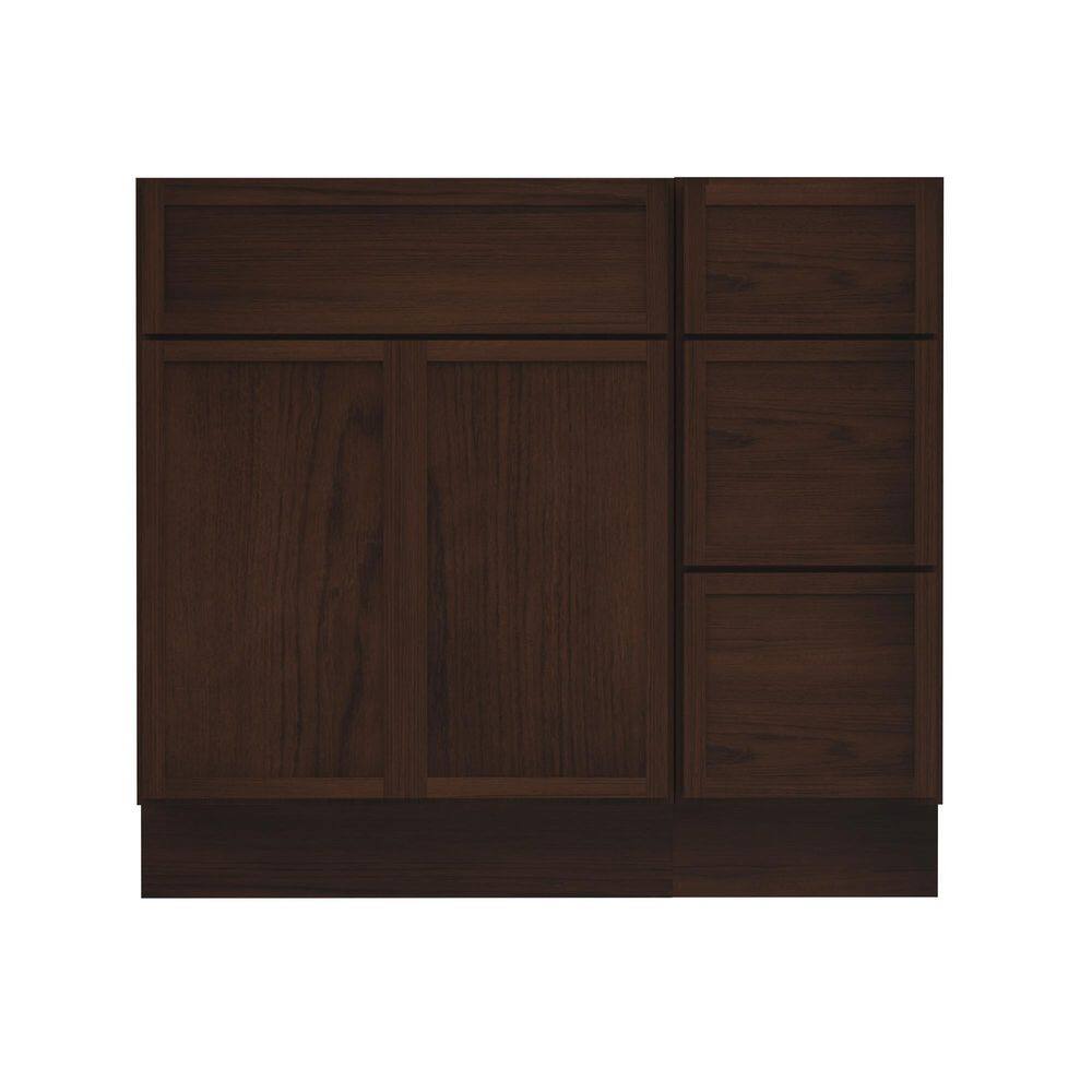 36 in. W x 21 in. D x 32.5 in. H Bath Vanity Cabinet without Top in Brown (Unassembled) price history on PriceWatchPro