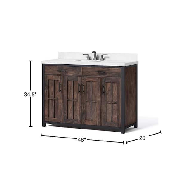 Drysdale 60 in. Wx 34.5 in. H Bath Vanity in Sable with Engineered Stone Vanity Top in Lgt Vein Carrera with White Basin