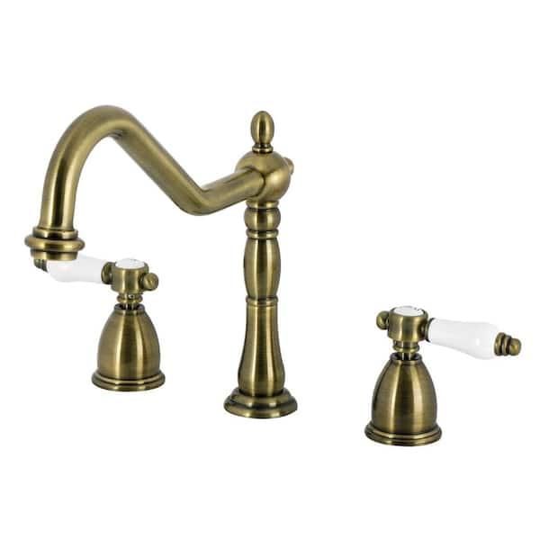Bel-Air 2-Handle Deck Mount Standard Kitchen Faucet in Antique Brass