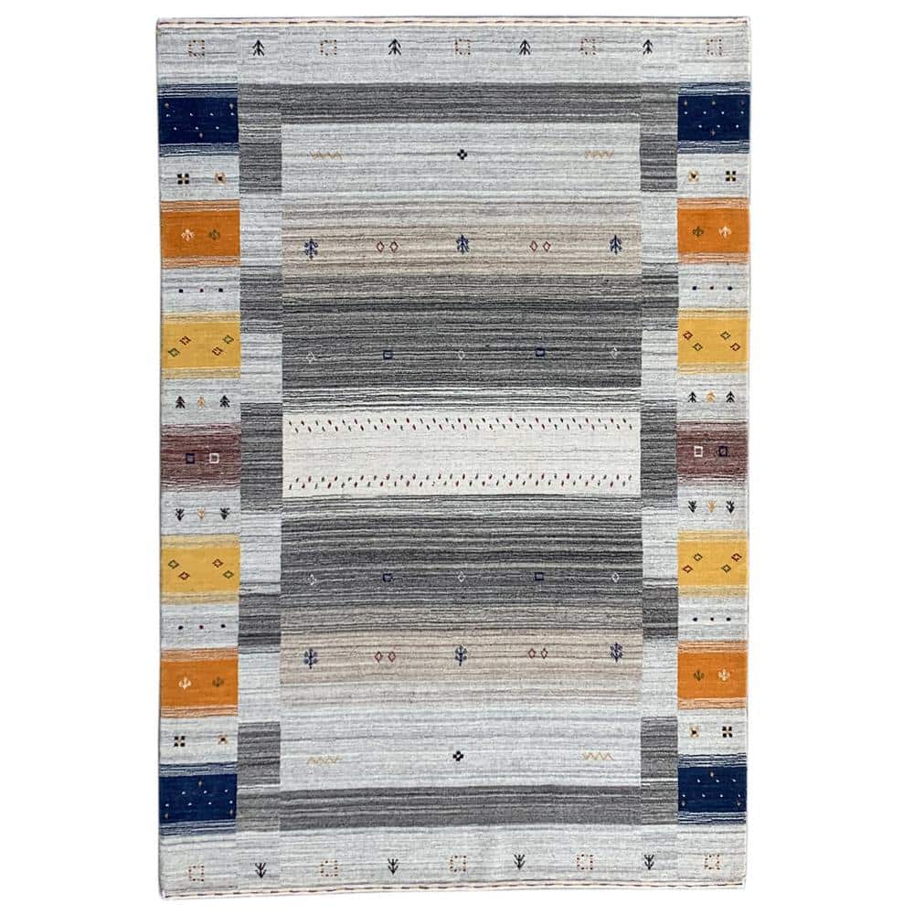 Multicolor Hand-Knotted Wool Rectangular 9' x 12' Area Rug
