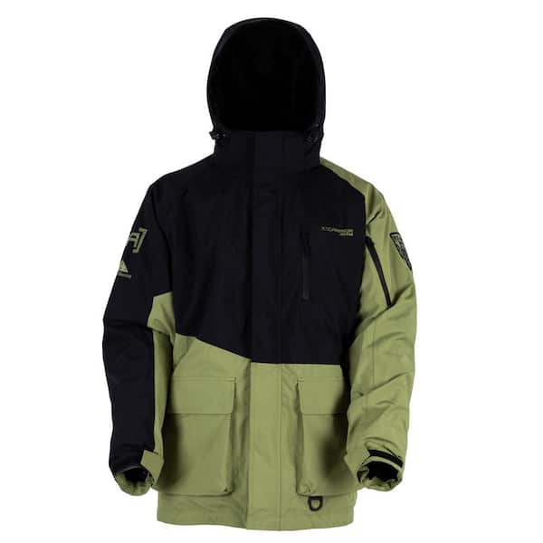 Clam Ice Armor Delta Float Parka Large Green and Black Folds of