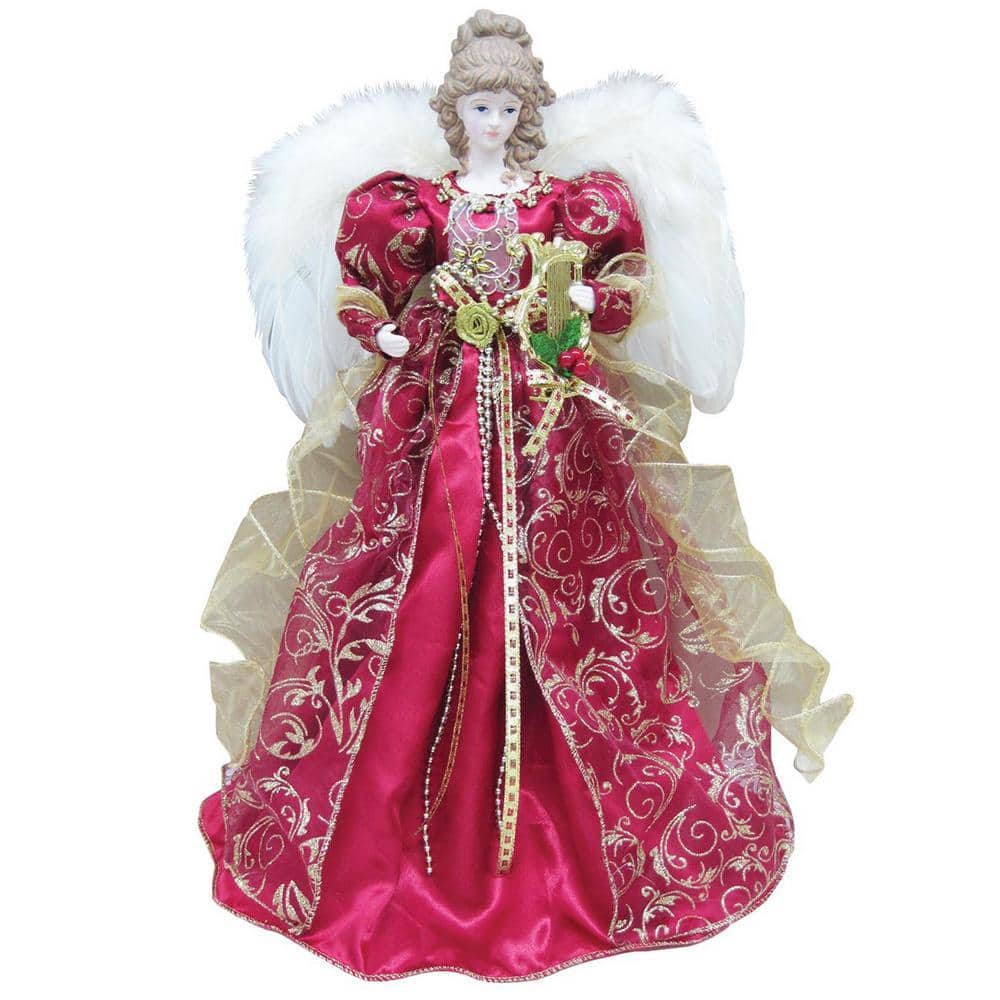 red dress angel tree topper 16 Angel Tree Topper Red Dress Gold Trim