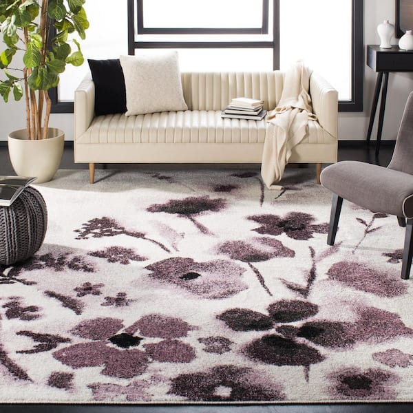 Adirondack Ivory/Purple 8 ft. x 10 ft. Floral Gradient Area Rug