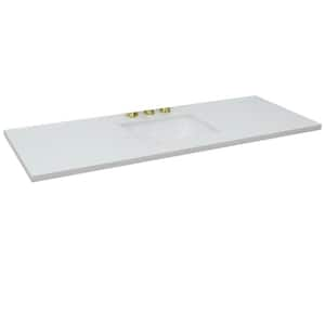 61 in. W x 22 in. D Quartz Vanity Top in White with White Rectangle Single Basin