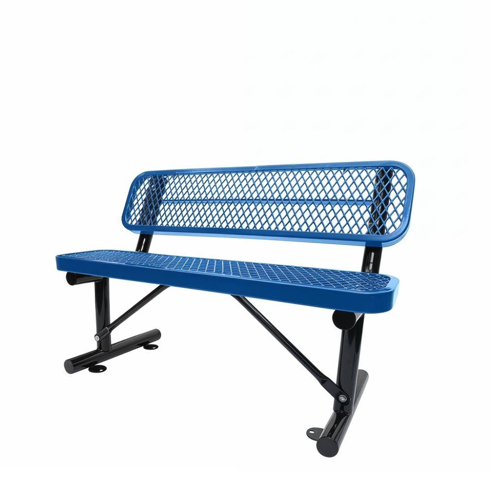 Tenleaf 48 in. Blue Metal Outdoor Bench with Backrest FCBF16-515 - The ...