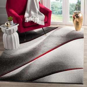Hollywood Gray/Red 4 ft. x 6 ft. Abstract Area Rug
