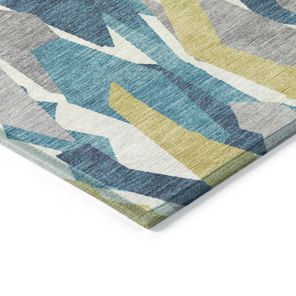Chantille Machine Washable Indoor/Outdoor Abstract ACN2329 Teal 2 ft. 3 in. x 7 ft. 6 in. Runner Rug