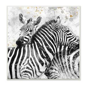 12 in. x 12 in. "Black and White Paint Splatter Textural Zebra" by Artist Main Line Art and Design Wood Wall Art
