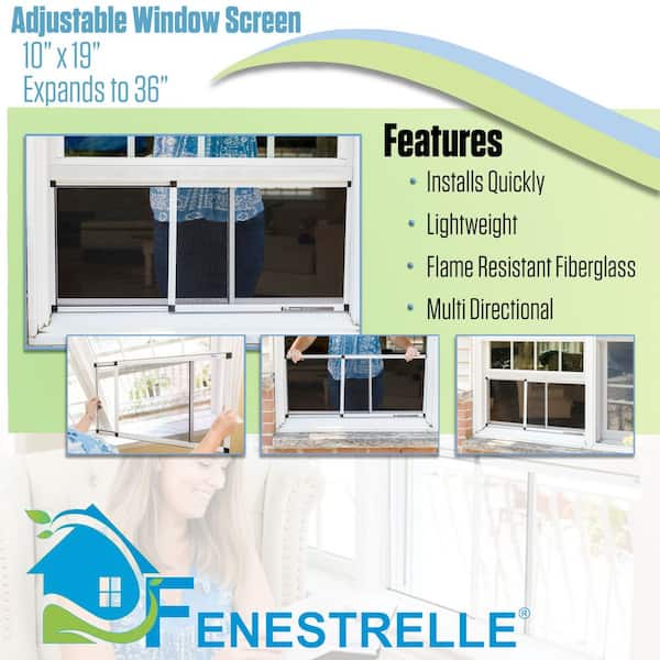 10 in. X 19 in. Two Expandable Fiberglass Window Screens and Storage Bag, Adjustable to Vertical or Horizontal Openings