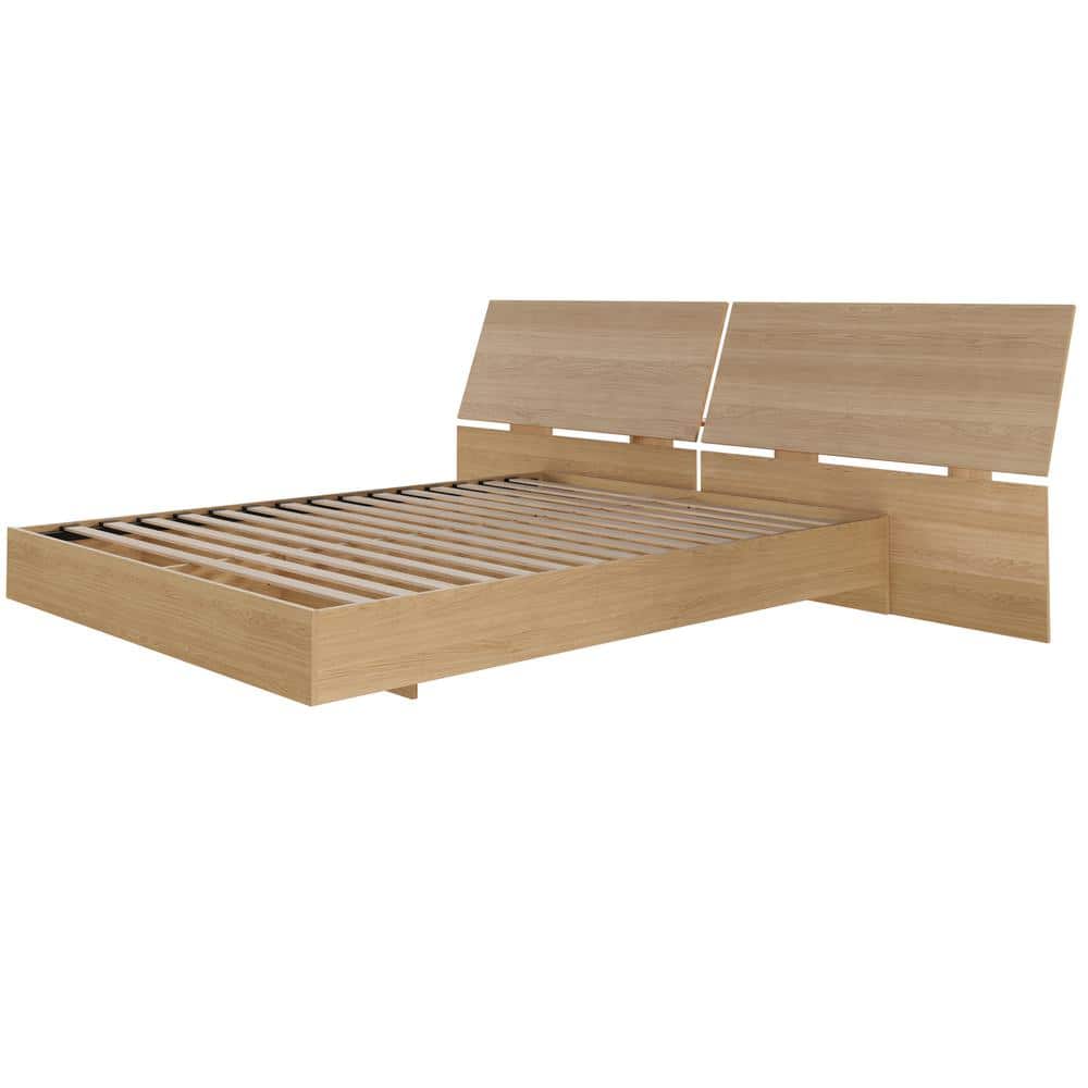 Natural Maple Queen Platform Bed with Panoramic Headboard
