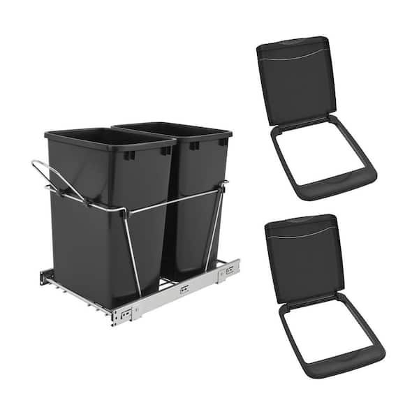 REV-A-SHELF Double 35 Qt. Sliding Pull-Out Waste Bin and Waste Bin Lid (2-Pack)