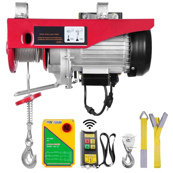 SKYSHALO Electric Hoist 1320 lbs. Electric Wire Hoist with Wireless Remote Control, 40 ft. Single Cable Lifting Height 1150 W