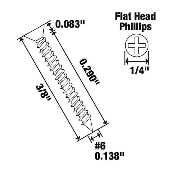 #6 x 3/8 in. Zinc Plated Phillips Flat Head Sheet Metal Screw (16-Pack)