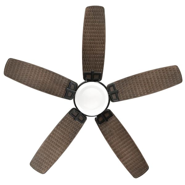 Hampton Bay Baywood 52 In Indoor Outdoor Led Matte Black Wet Rated Downrod Ceiling Fan With Light Kit 52139 The Home Depot - Best Outdoor Wet Rated Ceiling Fan With Light