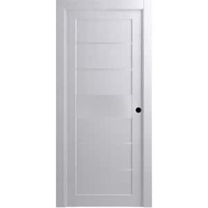18 in. x 80 in. Siah Bianco Noble Left-Hand Solid Core Composite 5-Lite Frosted Glass Single Prehung Interior Door