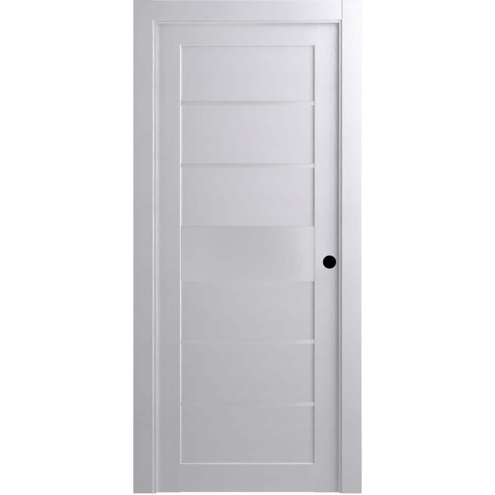 30 in. x 80 in. Siah Bianco Noble Left-Hand Solid Core Composite 5-Lite Frosted Glass Single Prehung Interior Door -  Belldinni, 114320