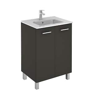 Logic 23.6 in. W x 18.0 in. D x 33.0 in. H Bath Vanity in Anthracite with Vanity Top and Ceramic White Basin