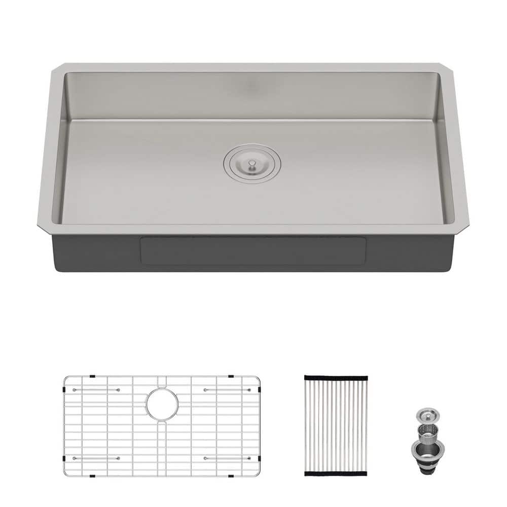 30 in. Undermount Single Bowl 16-Gauge Brushed Nickel Stainless Steel Kitchen Sink with Bottom Grids price history on PriceWatchPro