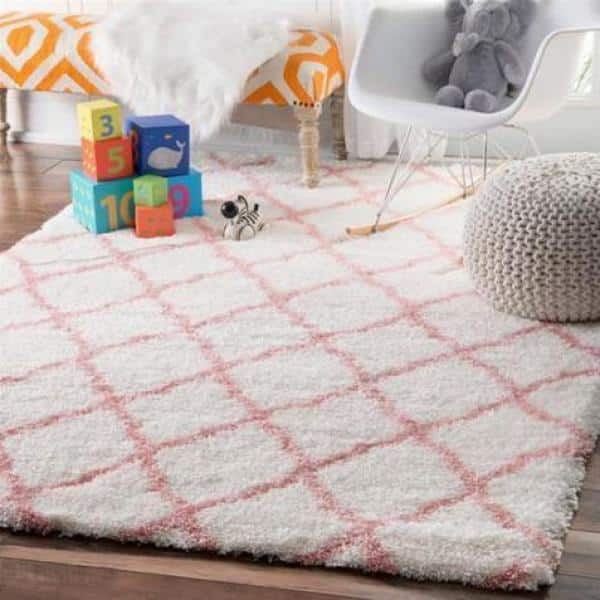 Nelda Trellis Kids Shag Baby Pink 3 ft. x 8 ft. Indoor Runner Rug
