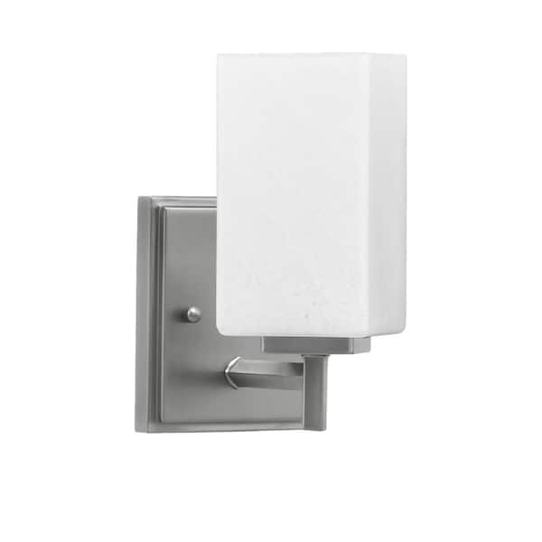 Unbranded Bridgewater 1 Light Graphite Wall Sconce with 3.5 in. Square White Marble Glass Shade, No Bulbs Included