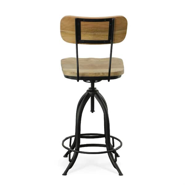 Carolina Chair & Table - Mason 38.25 Natural/Black with Backrest Adjustable Stool