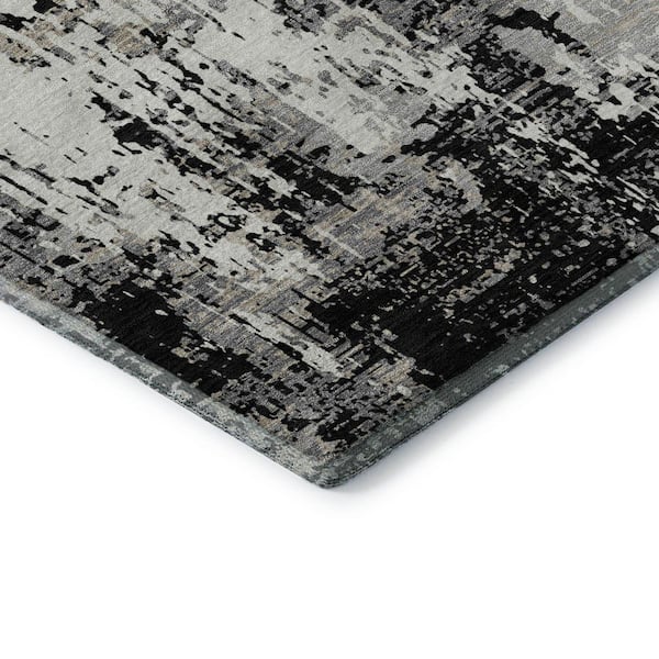 Mayfield Premium Machine Washable Abstract AMF1008 Black 8 ft. x 10 ft. Area Rug
