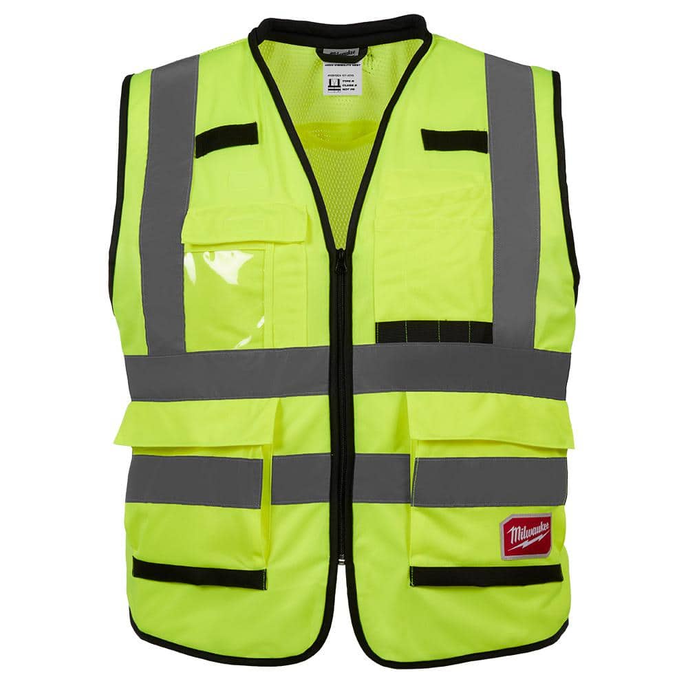 Milwaukee Performance Large/X-Large Yellow Class High Visibility Safety  Vest with 15 Pockets 48-73-5042 The Home Depot