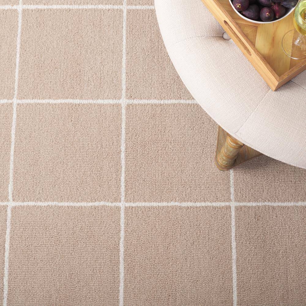 Ivory Geometric Handmade Wool Tufted Area Rug 3' x 5'