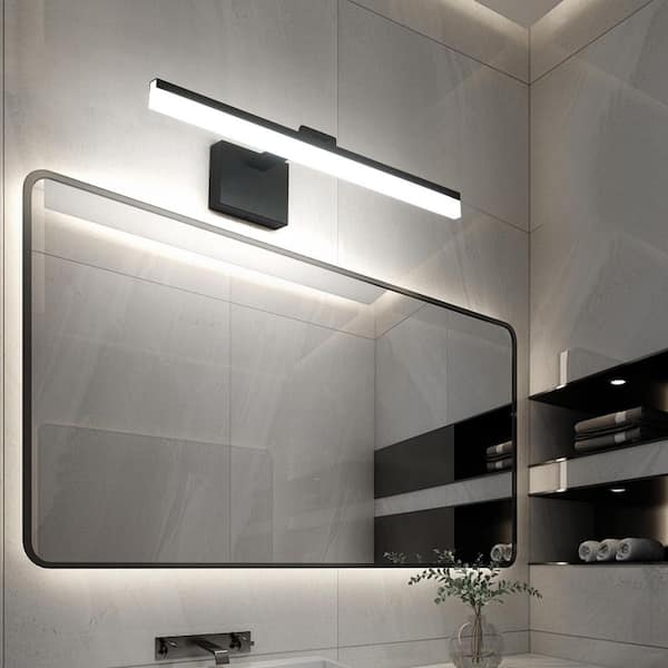 23.62 in. 1-Light Black LED Vanity Light Bar with Aluminum Frosted Dimmable 5500K Light