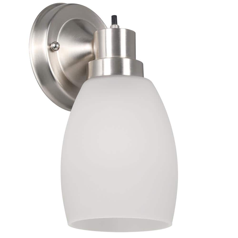 Satin Nickel Frosted Glass Dimmable Wall Sconce
