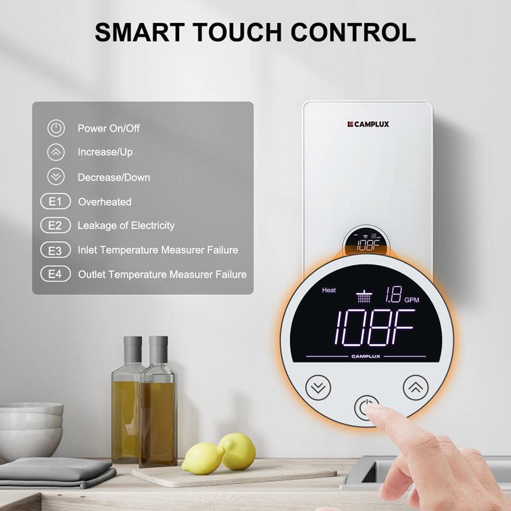 Camplux 1.8 GPM White Electric Tankless Water Heater
