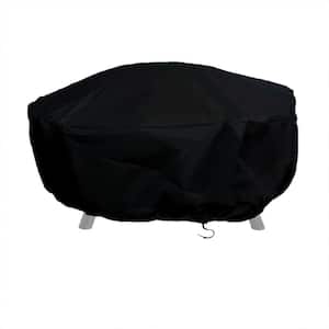 48 in. Black Durable Round Fire Pit Cover Long-Lasting PVC
