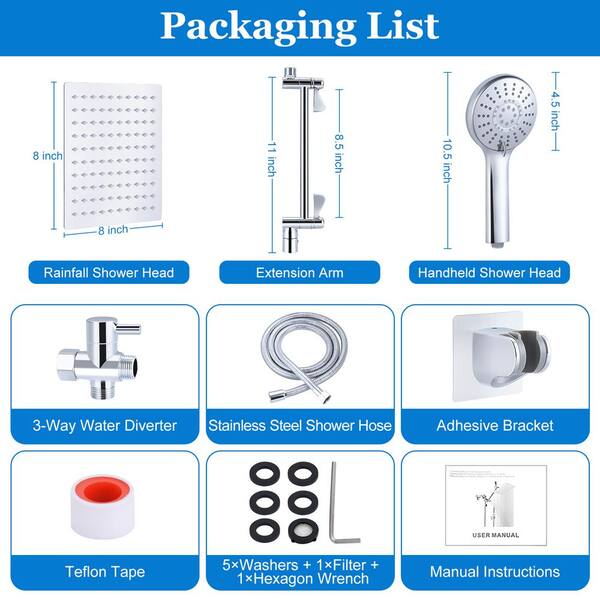 1-spray 2.76 in. Dual Shower Head and Handheld Shower Head in Polished Chrome 1-spray 2.76 in. Dual Shower Head and Handheld Shower Head in Polished Chrome