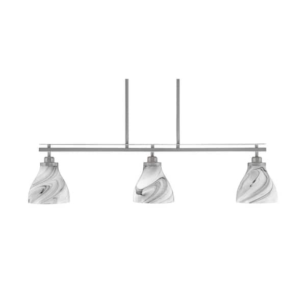 Unbranded Monroe 3-Light Brushed Nickel, Billiard Light, Any room with 6.25 in. Onyx Swirl Glass Shades no bulbs included