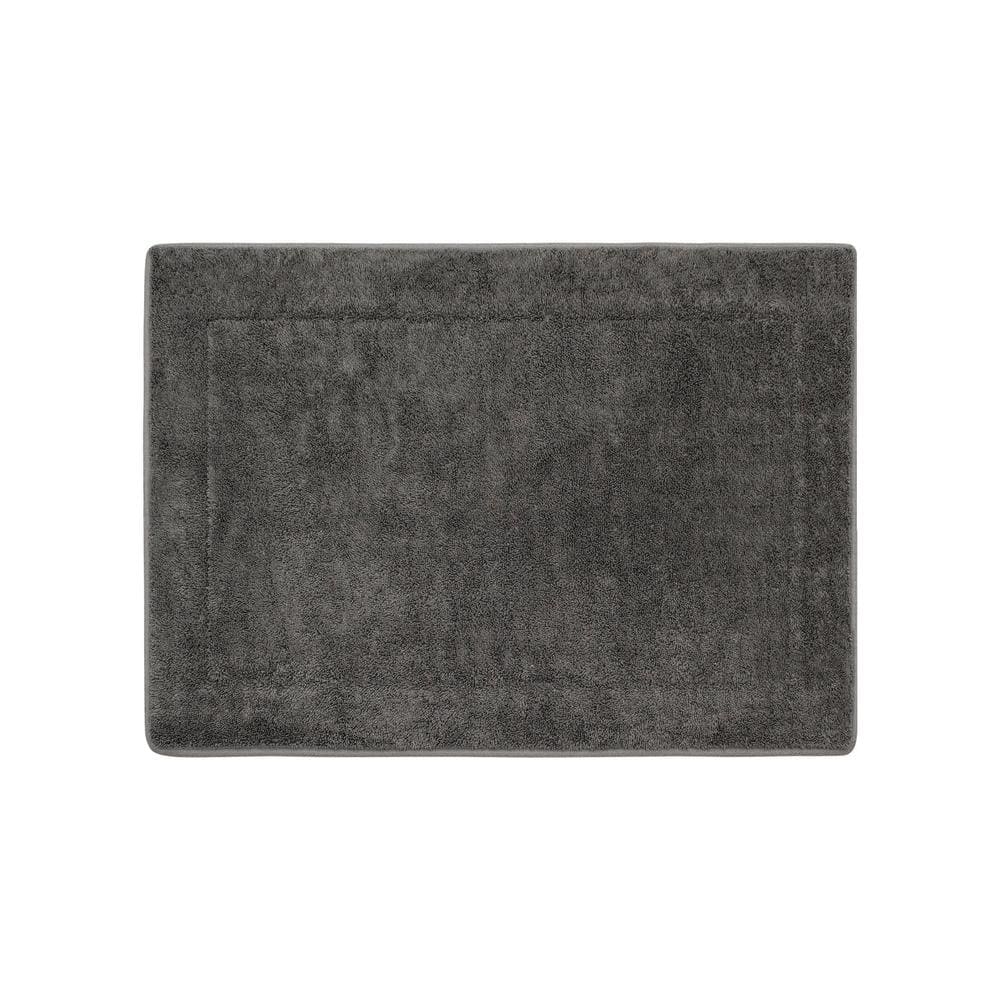 Terry Memory Foam Dark Grey 17 in. x 24 in. Polyester Bath Rug