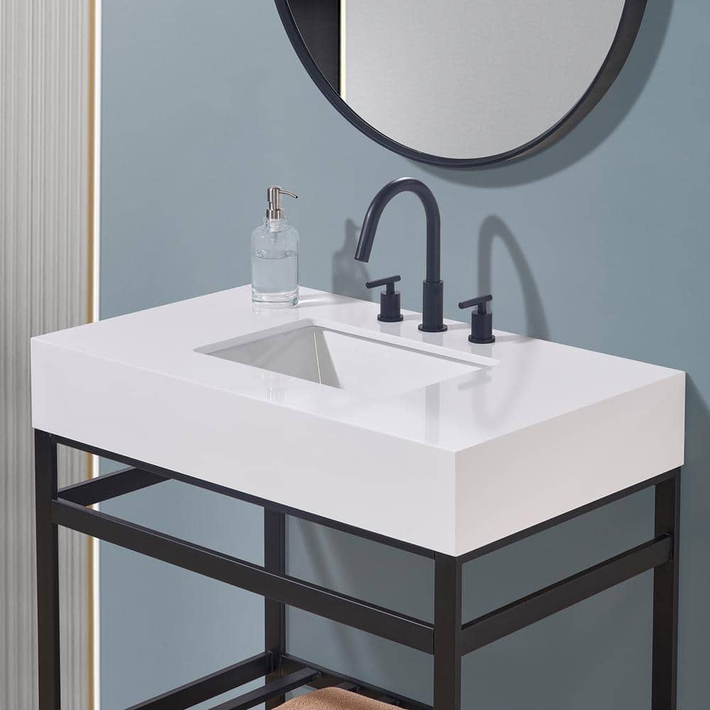 36" White Ceramic Vanity Top with Integrated Sink