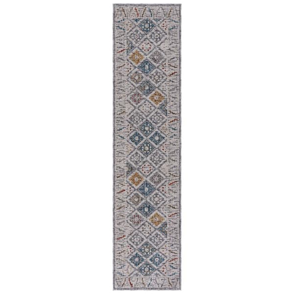 Sierra 2 ft. x 9 ft. Ivory/Gray Ornate Border Runner Rug