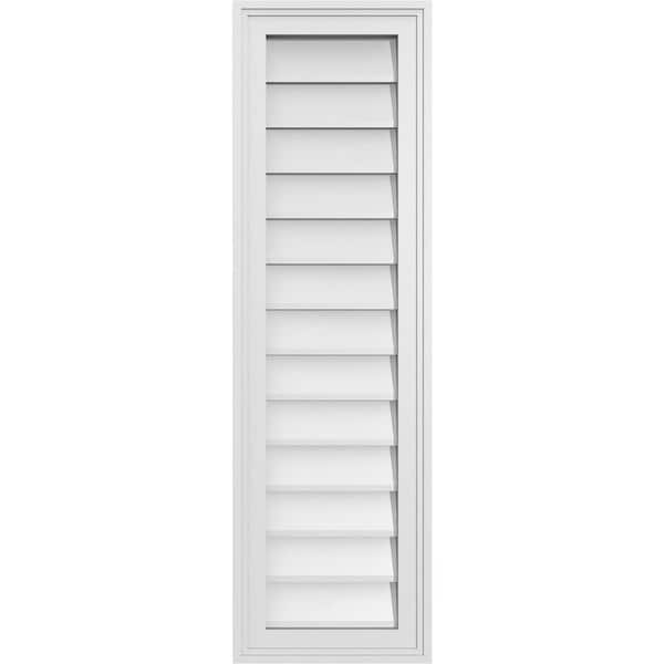 Ekena Millwork 12" x 40" Vertical Surface Mount PVC Gable Vent: Non-Functional with Brickmould Frame