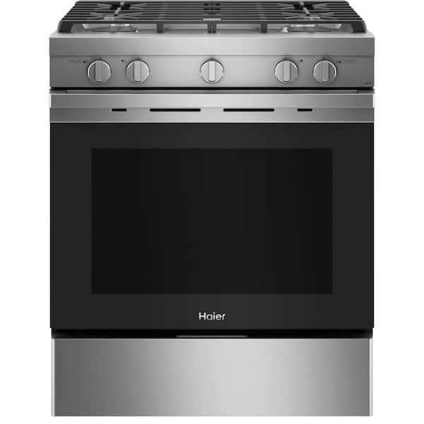 Haier 5.6 cu. ft. Smart Slide-in Gas Range with Self-Clean and Convection in Stainless Steel